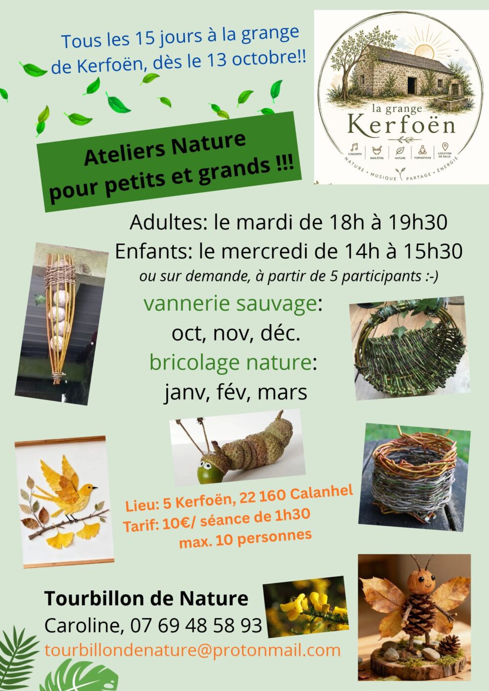 Tourbillon de nature • ateliers en lien avec la nature, Kerfoën, Calanhel